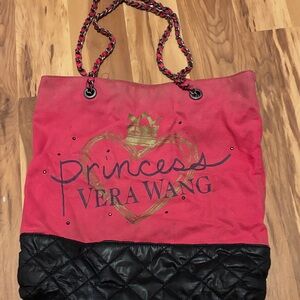 Vera Wang Pink and Black Quilted Tote